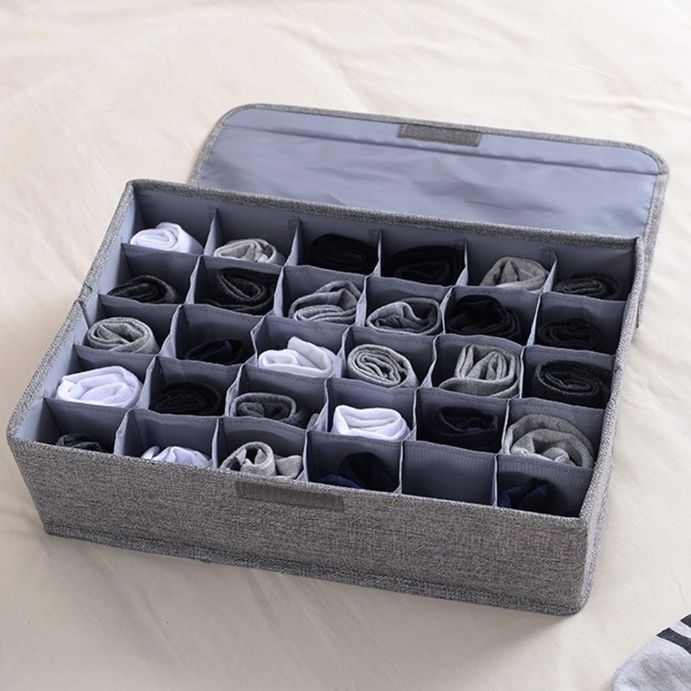 Sb06e87c0b76c420391a17826e2e9b53dN 24-Grid Socks & Underwear Organizer - Image 1
